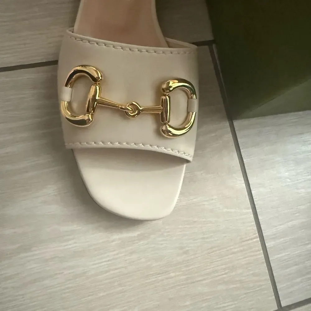Brand new size 41 Us 11 Nappa Charlotte Horsebit Block Heel 45mm Sandals - Picture 4 of 8